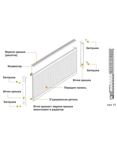 Радиатор стальной Kalde 500x1500 мм (11 тип, боковой, 1672 Вт) - 9