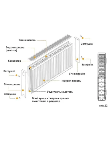 Радиатор стальной Kalde 600x500 мм (22 тип, боковой, 1319 Вт) - 3