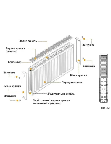 Радиатор стальной Kalde 600x2000 мм (22 тип, боковой, 5275 Вт) - 3