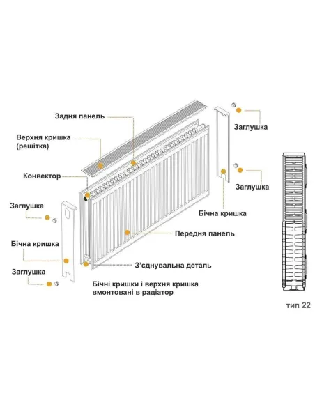 Радиатор стальной Kalde 600x2000 мм (22 тип, боковой, 5275 Вт) - 3
