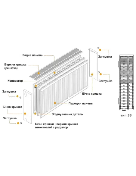 Радиатор стальной Kalde 500x600 мм (33 тип, боковой, 1774 Вт) - 5
