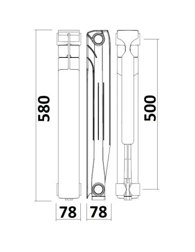Секция алюминиевого радиатора Gallardo Alstand 500/80 мм (186 Вт) - 2