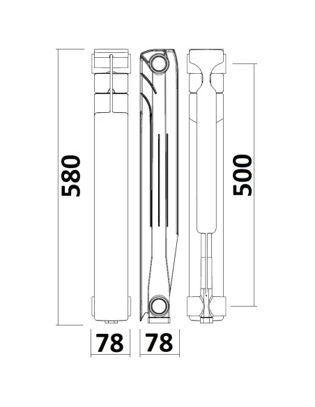 Секция алюминиевого радиатора Gallardo Alstand 500/80 мм (186 Вт) - 2