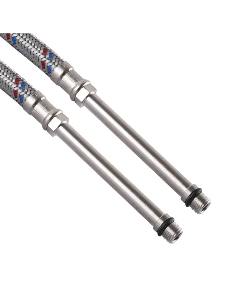 Шланги для смесителя из нержавеющей стали Solomon HY6201 A М8 х 1/2 дюйма 0.8 метра, штуцер 70 мм - 1