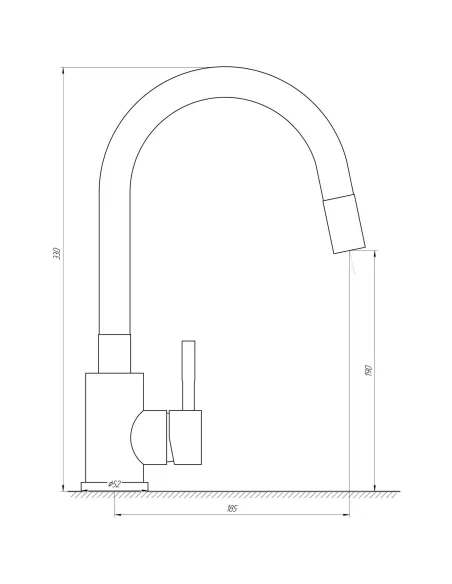 Смеситель для кухни MixMIRA MS1-203SM (фиолетовый, гофрогусак, боковой, гайка) - 4