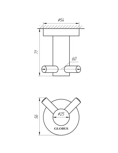 Крючок Globus Lux SS8415 (подвійний, нержавіюча сталь SUS304) - 2