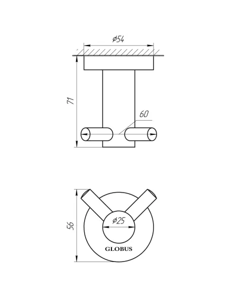 Крючок Globus Lux SS8415 (подвійний, нержавіюча сталь SUS304) - 2