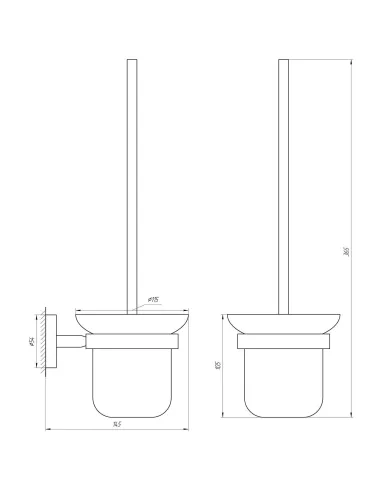 Настенный ершик для унитаза из нержавеющей стали Globus Lux SS 8429A без крышки, матовое стекло - 2