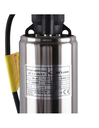 Колодезный глубинный насос Optima Op 5,1 - 48/6 F 0.6 кВт кабель 10 метров, с поплавком - 7