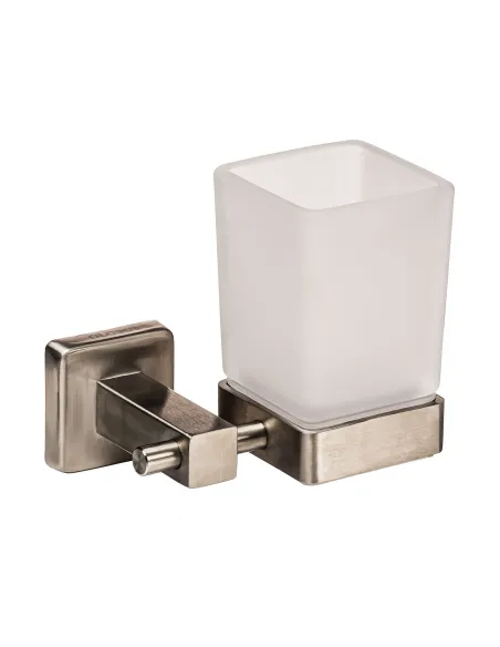 Стакан для ванной комнаты Globus Lux SQ 9409 матовое стекло, нержавеющая сталь - 1