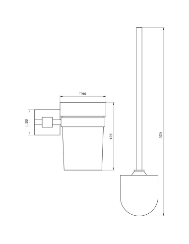 Йоржик для унітазу Globus Lux SQ9429A (настінний, без кришки, матове скло, нержавіюча сталь-SUS304) - 2