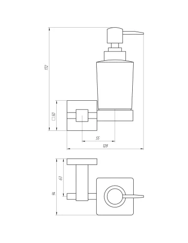 Дозатор рідкого мила Globus Lux SQ9433 (матове скло, нержавіюча сталь-SUS304) - 3