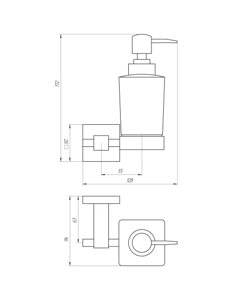 Дозатор рідкого мила Globus Lux SQ9433 (матове скло, нержавіюча сталь-SUS304) - 3