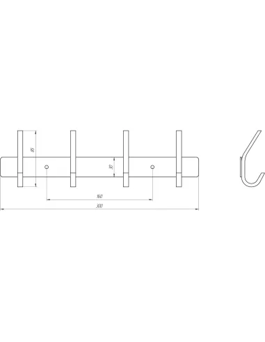 Планка с крючками Globus Lux SQ9435-4 (4х2, нержавіюча сталь-SUS304) - 2