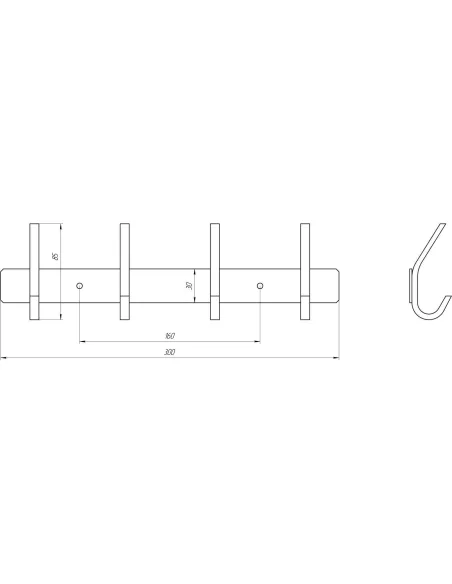 Планка с крючками Globus Lux SQ9435-4 (4х2, нержавіюча сталь-SUS304) - 2