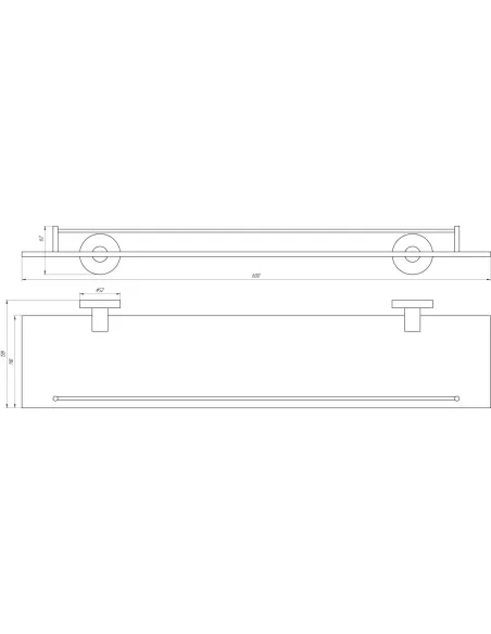 Полка для ванной Globus Lux SS8427 стекло, с бортом, нержавеющая сталь - 3