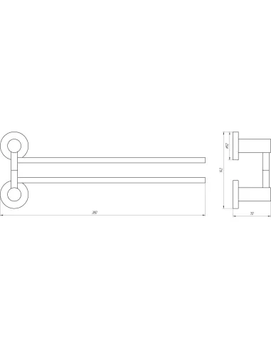 Полотенцетримач Globus Lux SS8431-2 (подвійний, поворотний, 35см, нержавіюча сталь-SUS304) - 2