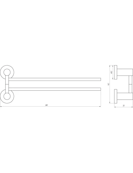 Полотенцетримач Globus Lux SS8431-2 (подвійний, поворотний, 35см, нержавіюча сталь-SUS304) - 2