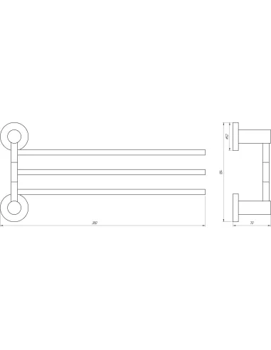 Полотенцетримач Globus Lux SS8431-3 (потрійний, поворотний, 35см, нержавіюча сталь-SUS304) - 3