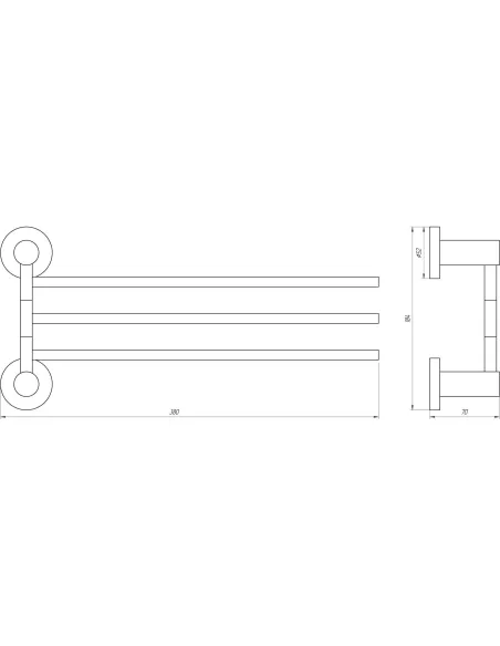 Полотенцетримач Globus Lux SS8431-3 (потрійний, поворотний, 35см, нержавіюча сталь-SUS304) - 3