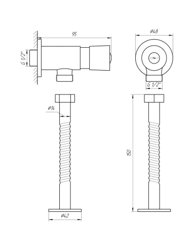 Кран-дозатор для пісуару Solomon GDU-102, з гумовим ущільнювачем, 5202 - 2