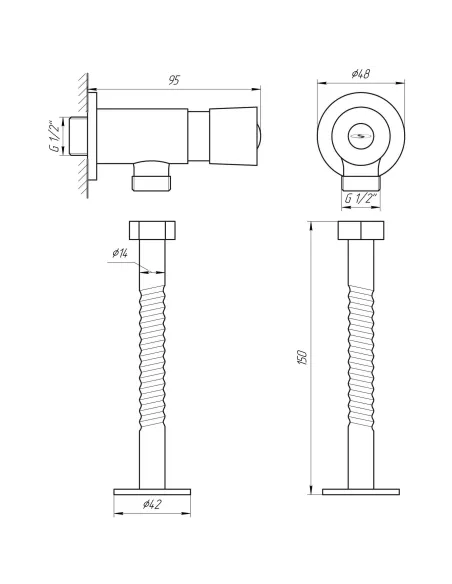 Кран-дозатор для пісуару Solomon GDU-102, з гумовим ущільнювачем, 5202 - 2
