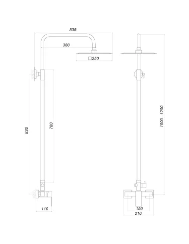 Душевая система из нержавеющей стали Globus Lux Sicilia SBQ-SH-105 с душевым набором - 5