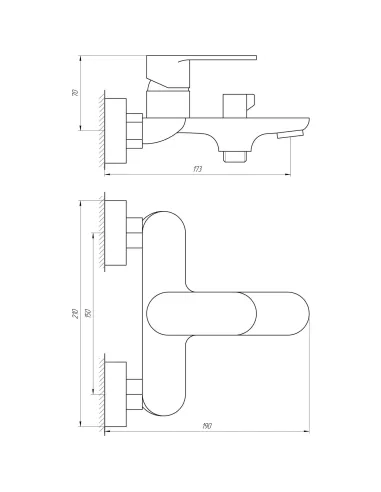 Смеситель для ванны с душем Globus Lux Ontario GLO-0102N европереключение - 5