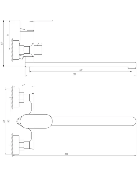 Змішувач для ванни Globus Lux GLO-0208 Ontario (Європеремикання, 350 мм) - 5