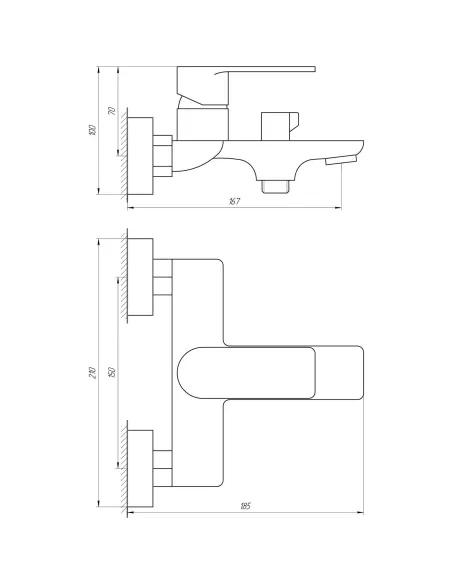 Змішувач для ванни Globus Lux Niagara GLN-0102N литий, Європеремикання - 6