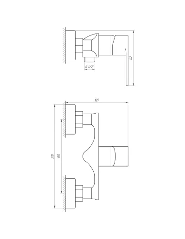 Смеситель для душа наружного монтажа Globus Lux Niagara GLN-0105N с душевым набором - 5