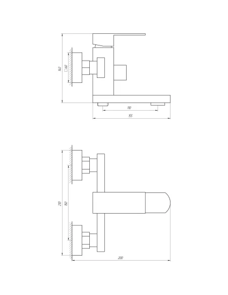 Змішувач для ванни Globus Lux SBQ-102N Sicilia (поворотний, Європеремикання) - 5