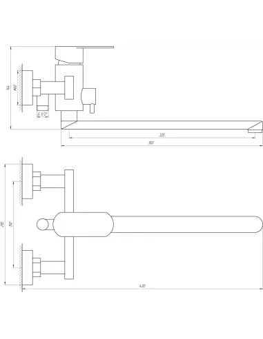 Смеситель для ванны с душем Globus Lux Sicilia SQ-208 европереключение, 350 мм - 4