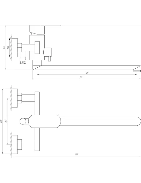 Смеситель для ванны с душем Globus Lux Sicilia SQ-208 европереключение, 350 мм - 4