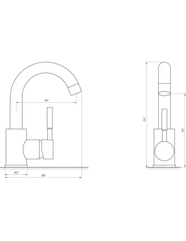 Змішувач для умивальника Globus Lux SBT1-101S Alpen (боковий, нержавіюча сталь, гайка) - 5