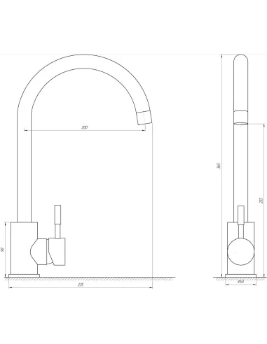 Змішувач для кухні Globus Lux SUS-203SN Alpen (боковий, нержавіюча сталь, литий, гайка) - 4