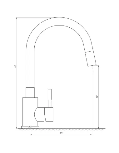Змішувач для кухні Globus Lux SUS-203SG Alpen (боковий, сірий, гофрогусак, нержавіюча сталь, гайка) - 4