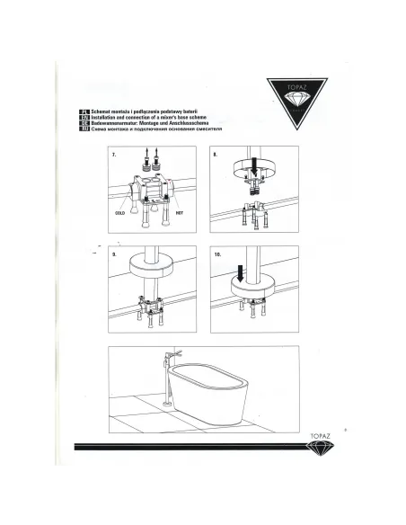 Напольный смеситель для ванной Topaz Barts TB 07113-H36, латунь, хром - 5