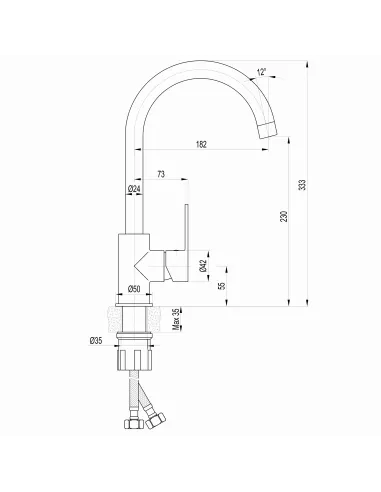 Смеситель для кухни из латуни Topaz Corsica TC 8809-H48-BL черный матовый - 5