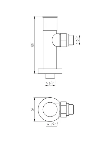 Кран вентильный угловой Solomon Lux 7777 1/2 дюйма хром, 2 шт - 4