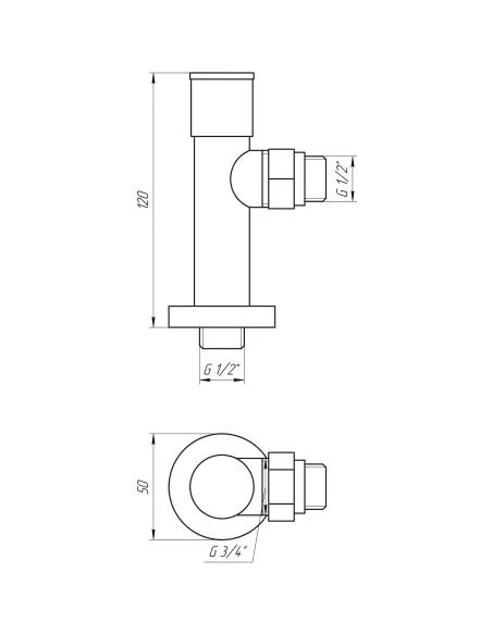 Кран вентильный угловой Solomon Lux 7777 1/2 дюйма хром, 2 шт - 4