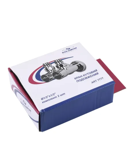 Кран вентильный угловой Solomon Lux 7777 1/2 дюйма хром, 2 шт - 7