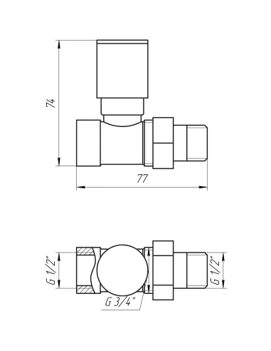 Кран для радиатора вентильный прямой Solomon 1865 1/2 дюйма, ручной, хром - 2