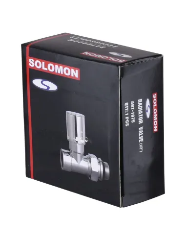 Кран для радиатора вентильный прямой Solomon 1875 1/2 дюйма, ручной, с уплотнителем, хром - 3