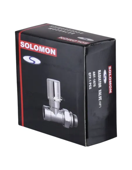 Кран для радиатора вентильный прямой Solomon 1875 1/2 дюйма, ручной, с уплотнителем, хром - 3