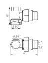 Кран для радиатора вентильный угловой Solomon 160405 1/2 дюйма с уплотнителем, под ключ - 2