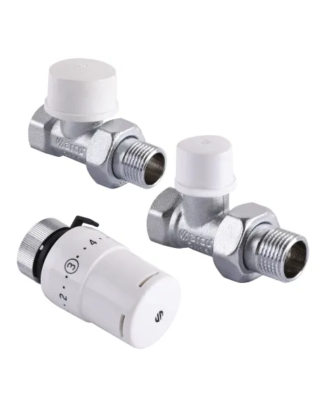 Набір кранів для радіатора прямих Arco KCT02 М30 1/2, подача, обратка, термоголовка - 1