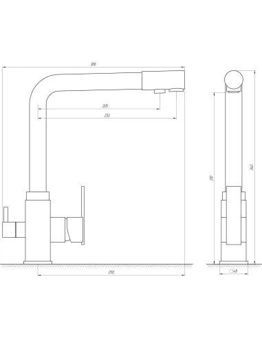 Змішувач для кухні Globus Lux GLLR-0100-6-Marone шоколад, під осмос - 5