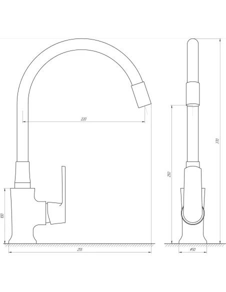 Змішувач для кухні Globus Lux Laguna GLA-0203SL-SB чорний, гофрогусак - 3