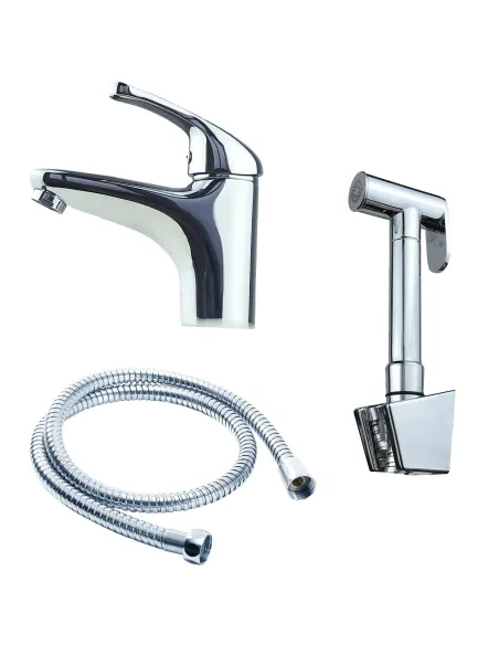 Змішувач для умивальника Globus Lux Solly GLSO-0222 хром, стоп-лійка та шланг - 5